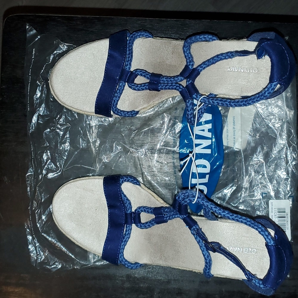 Old Navy Navy Braided T-Strap Sandals for Women